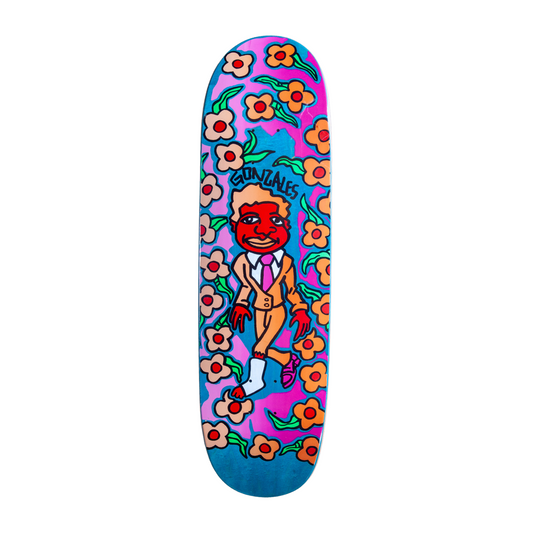 Unofficial / Gonz & Roses with Cast Skateboard Deck / Mark Gonzales / Orange Suit / Red Face / Purple Shoes/ 8.8"