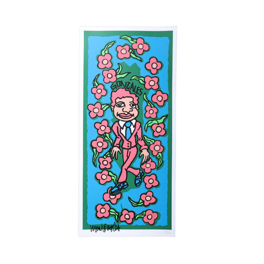 Gonz & Roses Print / Pink / Mark Gonzales