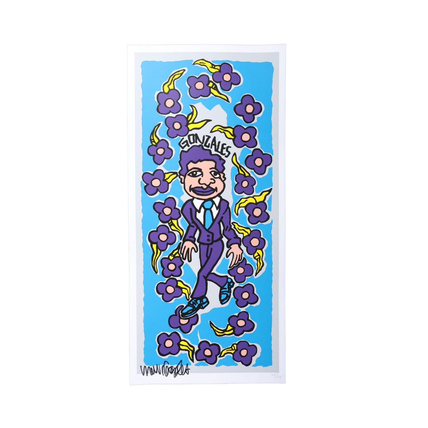 Gonz & Roses Print / Purple / Mark Gonzales