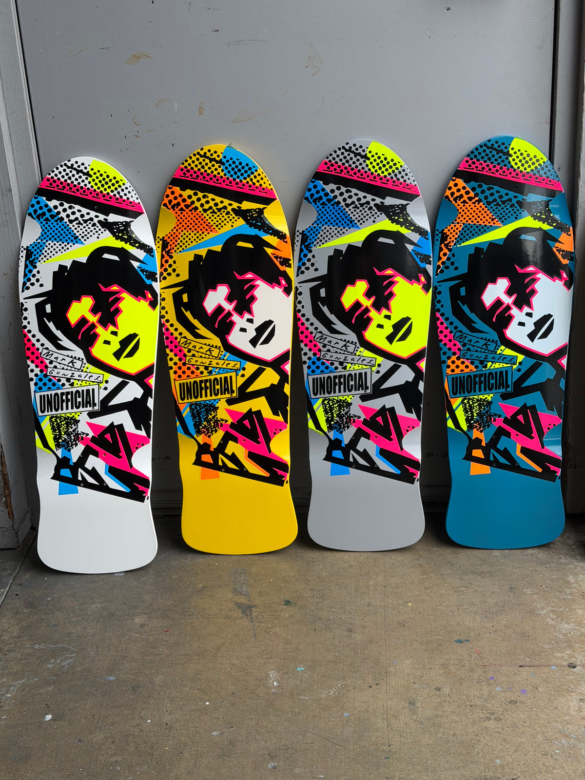 Unofficial / OG Gonz Face Skateboard Deck / Mark Gonzales / Grey Dip / White Face / 10"