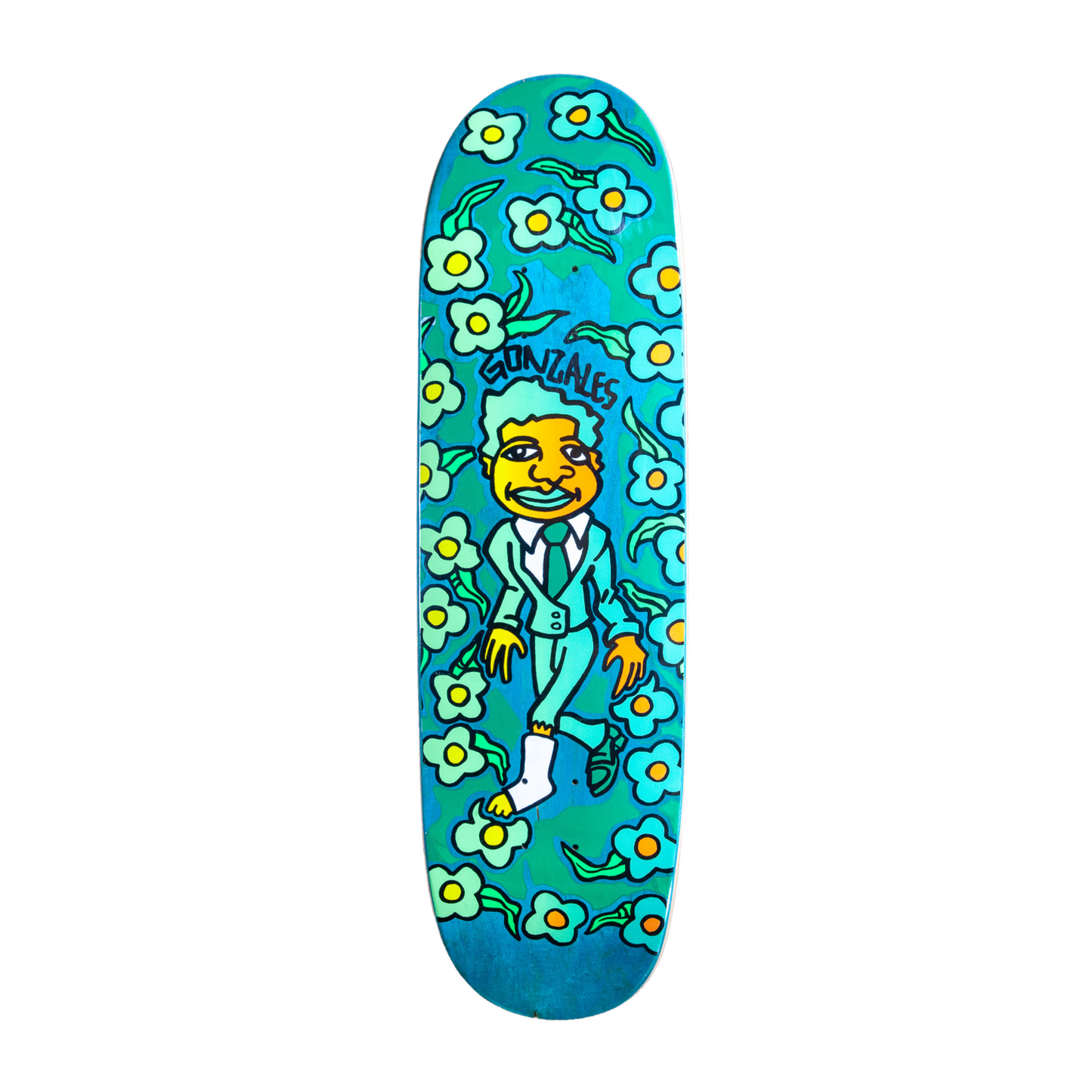 Unofficial / Gonz & Roses with Cast Skateboard Deck / Mark Gonzales / Green suit / 8.8"