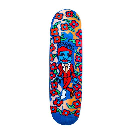 Unofficial / Gonz & Roses with Cast Skateboard Deck / Mark Gonzales / Red Suit / Blue Face / Orange Shoes/ 8.8"