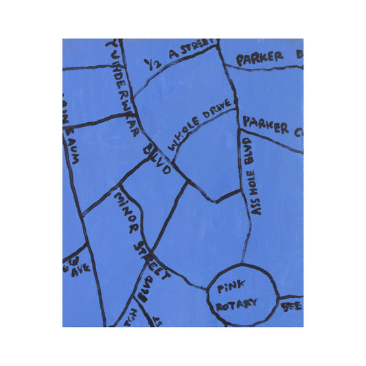 Blue and Black (Asshole Blvd) / Painting / Mark Gonzales