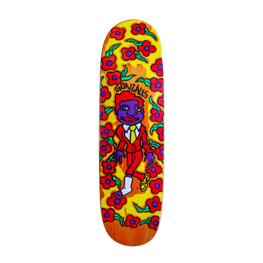Unofficial / Gonz & Roses with Cast Skateboard Deck / Mark Gonzales / Red Suit / Purple Face / Yellow Shoes/ 8.8"