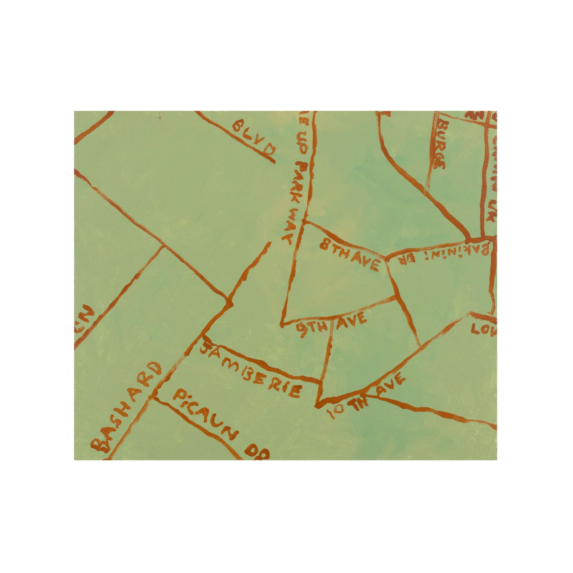 Mild Green Soft Orange (9th Ave) / Painting / Mark Gonzales