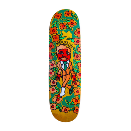 Unofficial / Gonz & Roses with Cast Skateboard Deck / Mark Gonzales / Orange Suit / Red Face / Green Shoes/ 8.8"