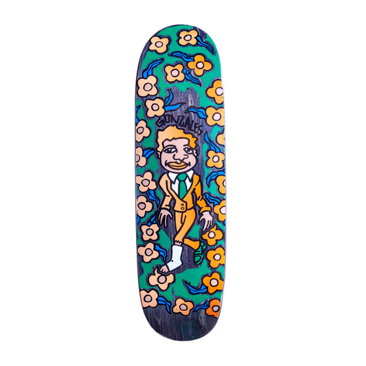Unofficial / Gonz & Roses with Cast Skateboard Deck / Mark Gonzales / Beige-Orange Suit / Cream Face / Green Shoes/ 8.8"