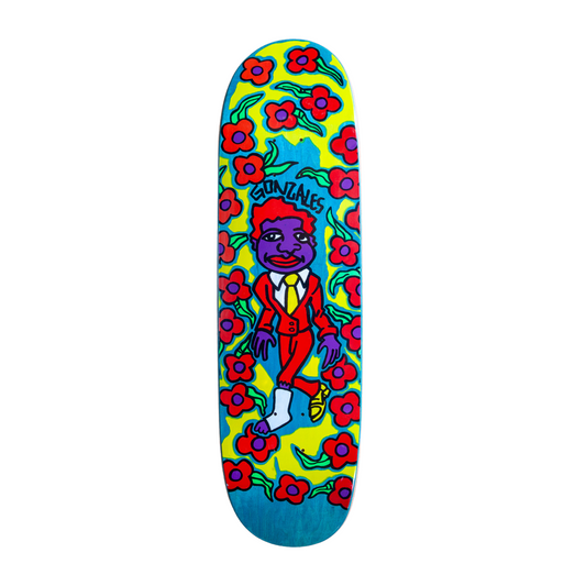 Unofficial / Gonz & Roses with Cast Skateboard Deck / Mark Gonzales / Red Suit / Purple Face / Yellow Shoes/ 8.8"