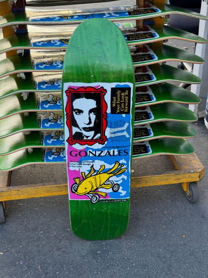 Unofficial / Fish Car Skateboard Deck / Mark Gonzales /  Yellow Fish / Green Stain