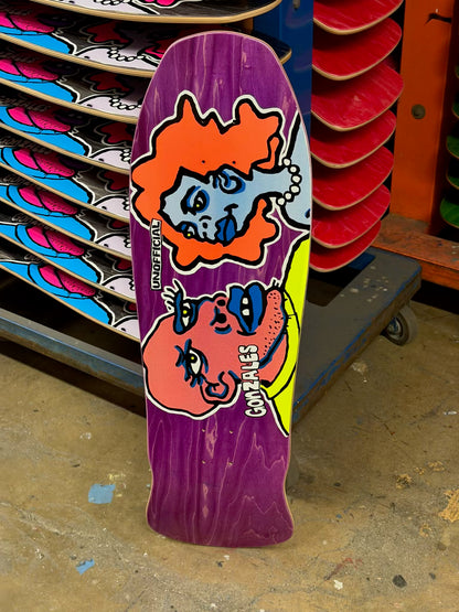 Unofficial / Man and Woman Skateboard Deck / Mark Gonzales / Purple Stain / Orange Hair / Ramp Gonzo 10"