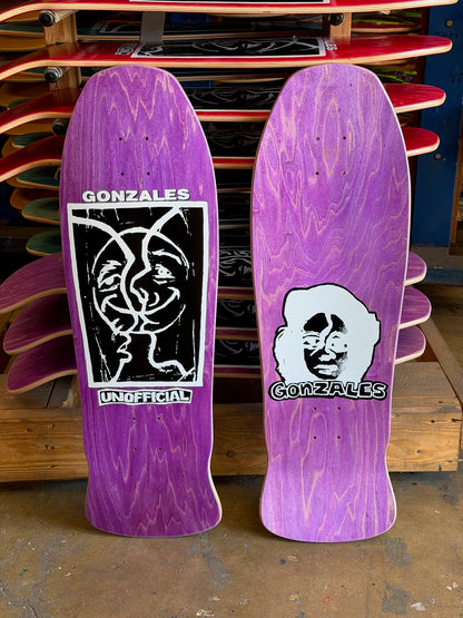 Unofficial / Split Face Skateboard Deck / Mark Gonzales / Black & White / Purple Stain / 10.1"