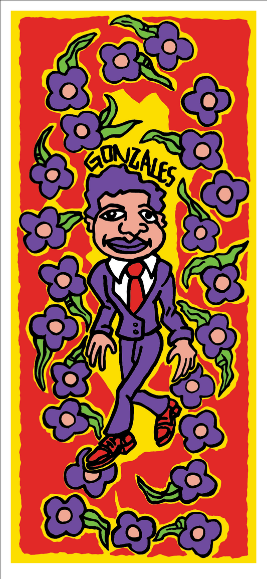 Gonz & Roses Print / Red-Yellow / Mark Gonzales