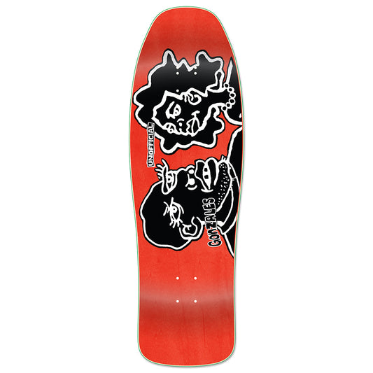 Unofficial / Man and Woman Skateboard Deck / Mark Gonzales / Black & White / Red Stain / 10"