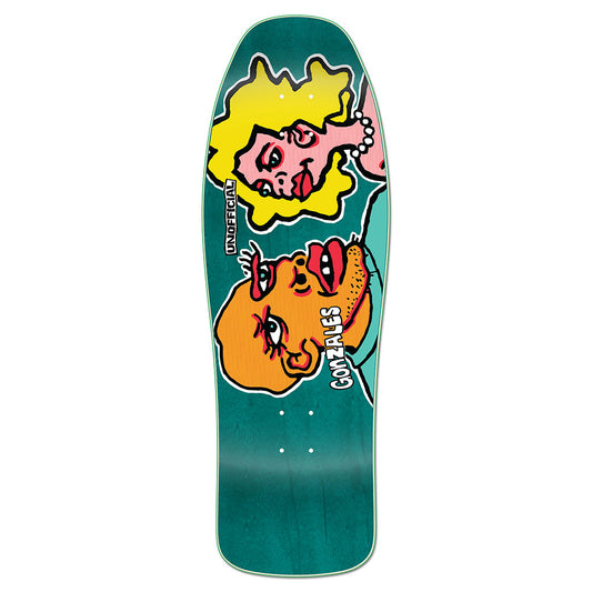 Unofficial / Man and Woman Skateboard Deck / Mark Gonzales / Teal Stain / 10"