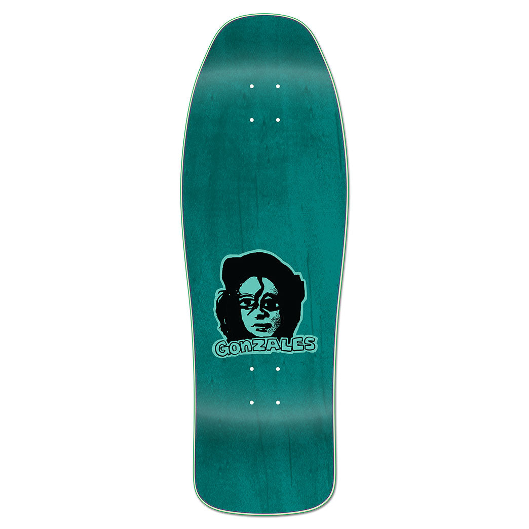 Unofficial / Man and Woman Skateboard Deck / Mark Gonzales / Teal Stain / 10"