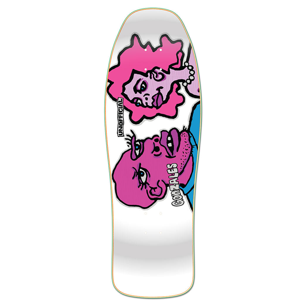 Unofficial / Man and Woman Skateboard Deck / Mark Gonzales / White Dip / 10"