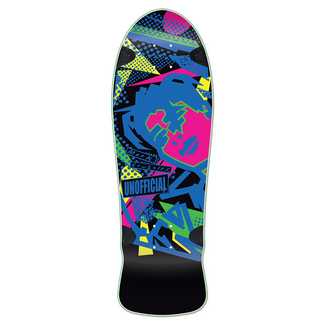 Unofficial / OG Gonz Face Skateboard Deck / Mark Gonzales / Black Dip / Pink Face / Pink Top 10"