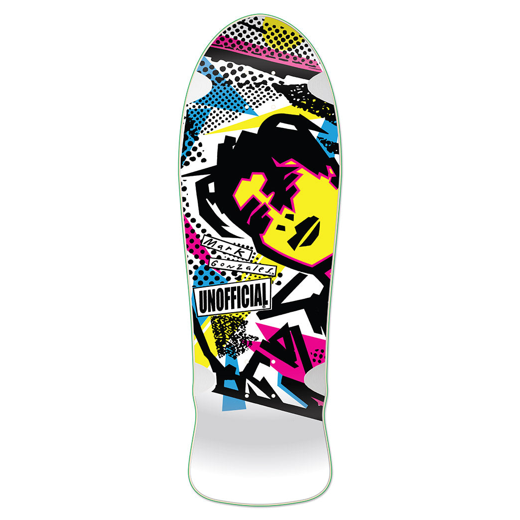 Unofficial / OG Gonz Face Skateboard Deck / Mark Gonzales / White Dip / Yellow Face / 10"