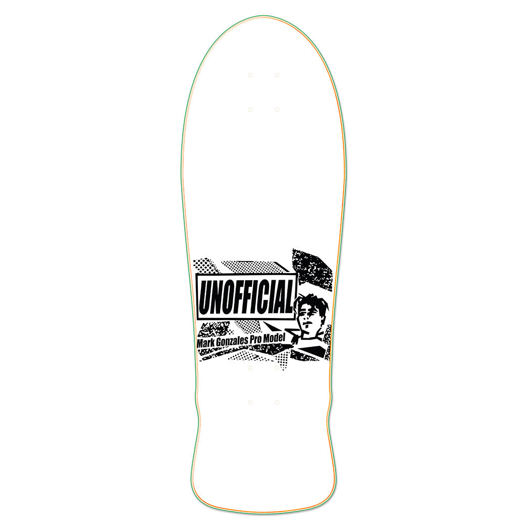 Unofficial / OG Gonz Face Skateboard Deck / Mark Gonzales / White Dip / Yellow Face / 10"