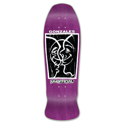 Unofficial / Split Face Skateboard Deck / Mark Gonzales / Black & White / Purple Stain / 10.1"