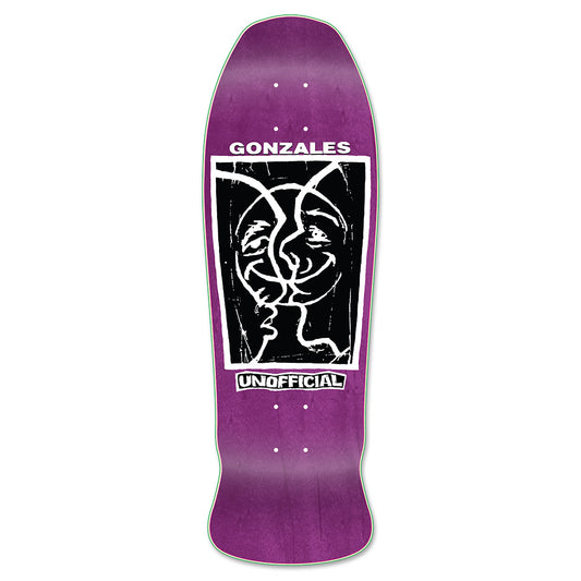 Unofficial / Split Face Skateboard Deck / Mark Gonzales / Black & White / Purple Stain / 10.1"