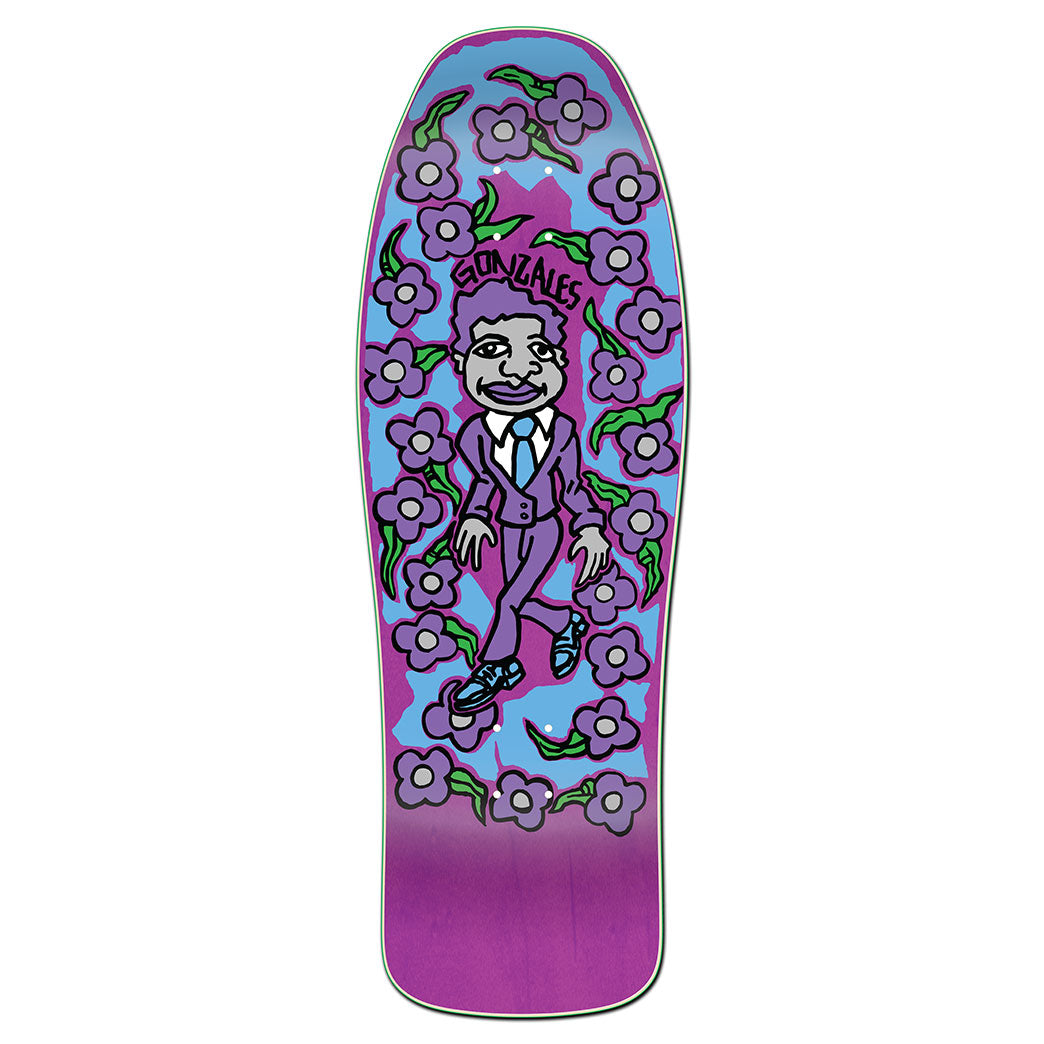 Unofficial / Gonz & Roses Skateboard Deck / Mark Gonzales / Purple Stain - Silver / 10"