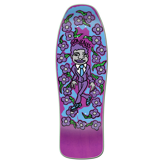 Unofficial / Gonz & Roses Skateboard Deck / Mark Gonzales / Purple Stain - Silver / 10"