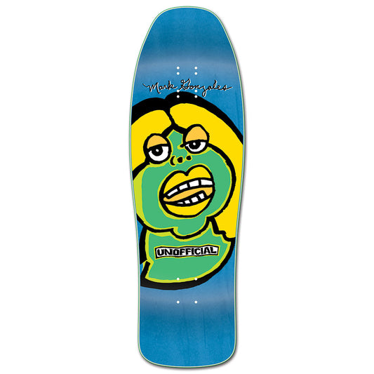 Unofficial / Fat Face Deck / Mark Gonzales / Green Skin-Yellow Hair / Blue Stain / lips top graphic / 10.1"