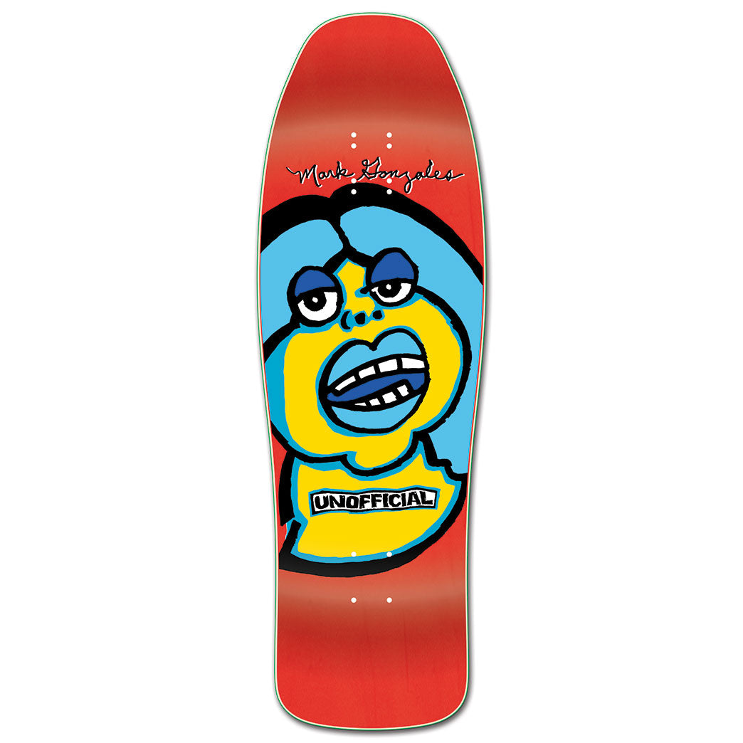 Unofficial / Fat Face Deck / Mark Gonzales / Yellow Skin-Blue Hair / Red Stain / Fish top graphic / 10.1"