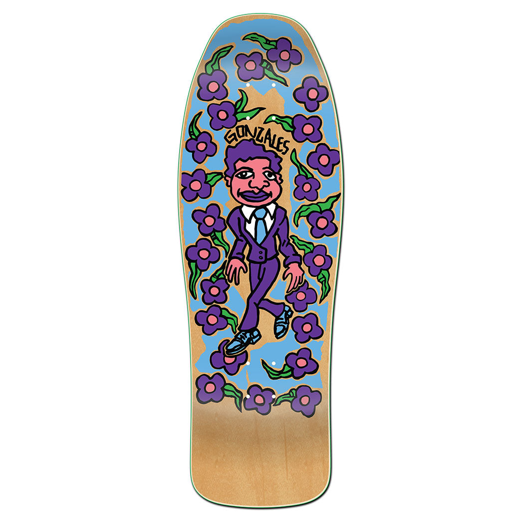 Unofficial / Gonz & Roses Skateboard Deck / Mark Gonzales / Natural Stain / Lips top graphic / 10.1"