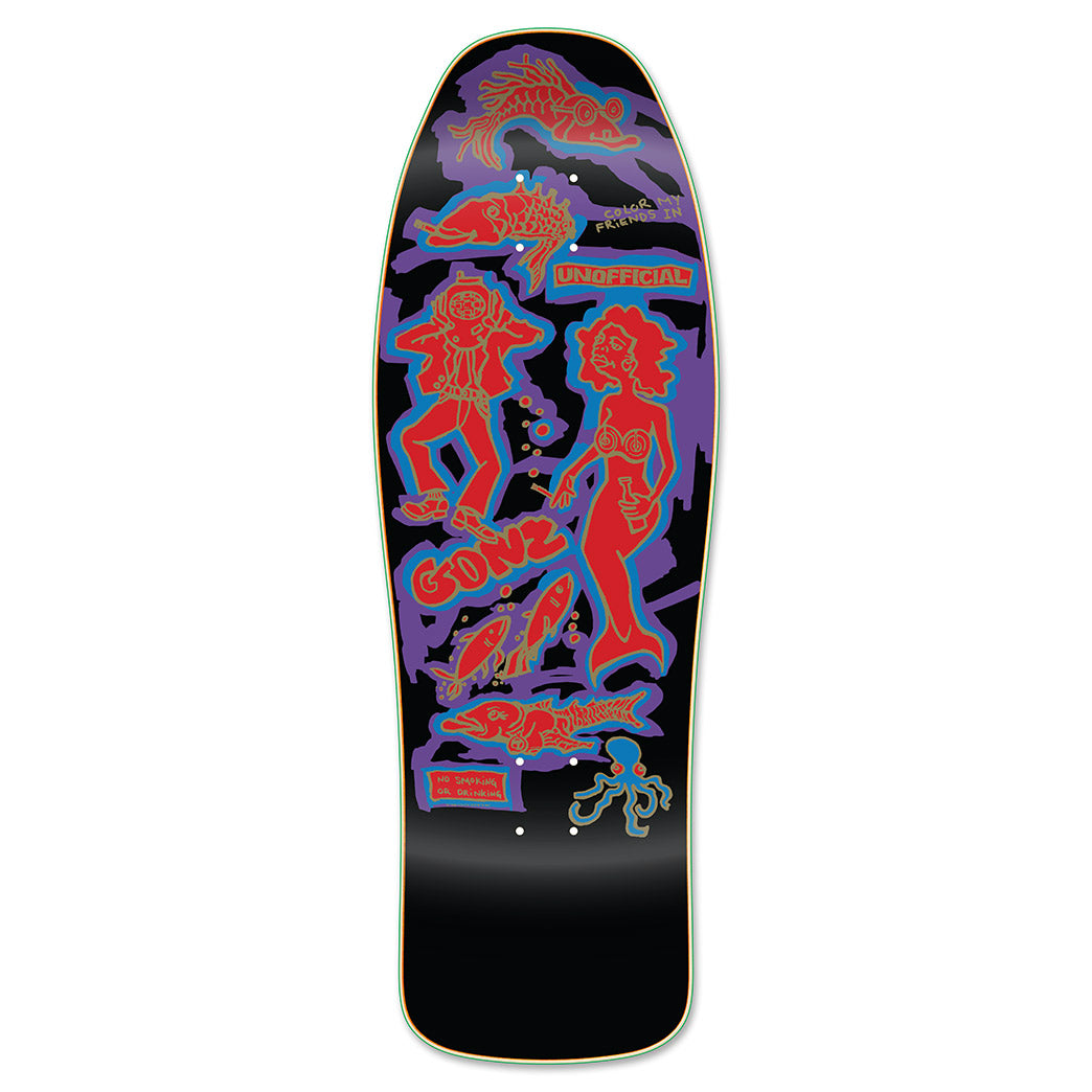 Unofficial / Color my friends Skateboard Deck / Mark Gonzales / Black Dip / Red Gold / Blue Top Variant 10"