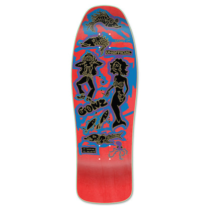 Unofficial / Color my friends Skateboard Deck / Mark Gonzales / Red Stain / Black Gold / 10"