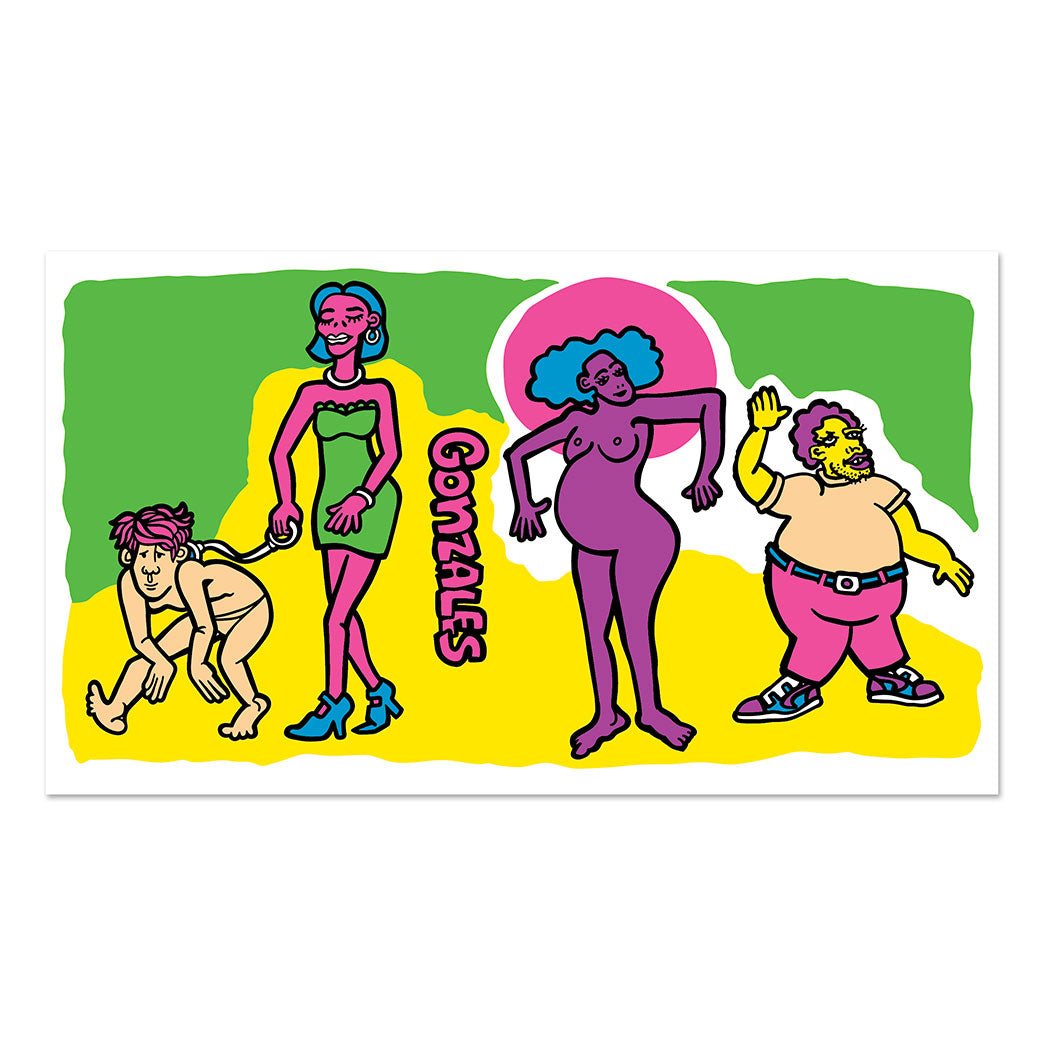 Colored People Print / Green & Yellow / Mark Gonzales