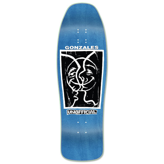 Unofficial / Split Face Skateboard Deck / Mark Gonzales / Black & White / Blue Stain / 10.1"